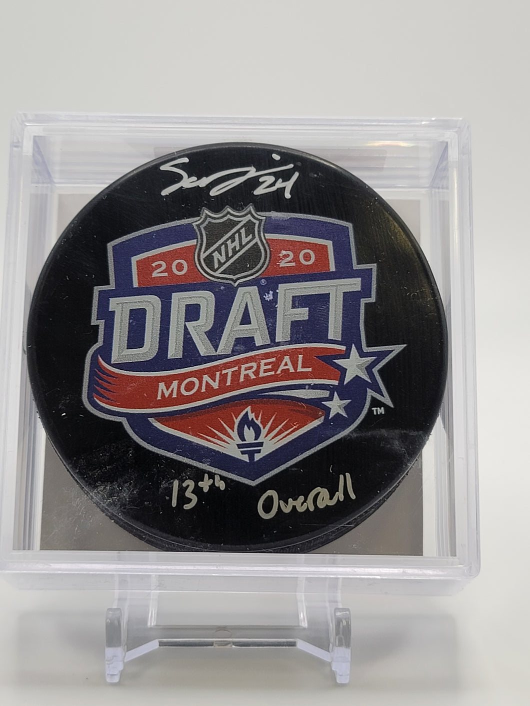 Seth Jarvis Carolina Hurricanes Autographed 2020 NHL Draft Logo Hockey Puck with 