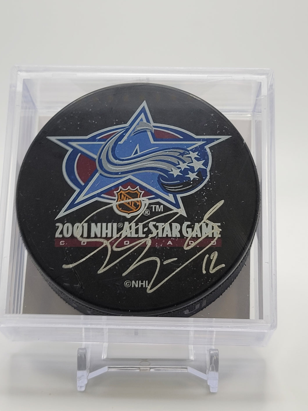 Simon Gagne Signed 2001 NHL All Star Game Official Game Puck - Autographed NHL Puck COJO Hockey Authenticated