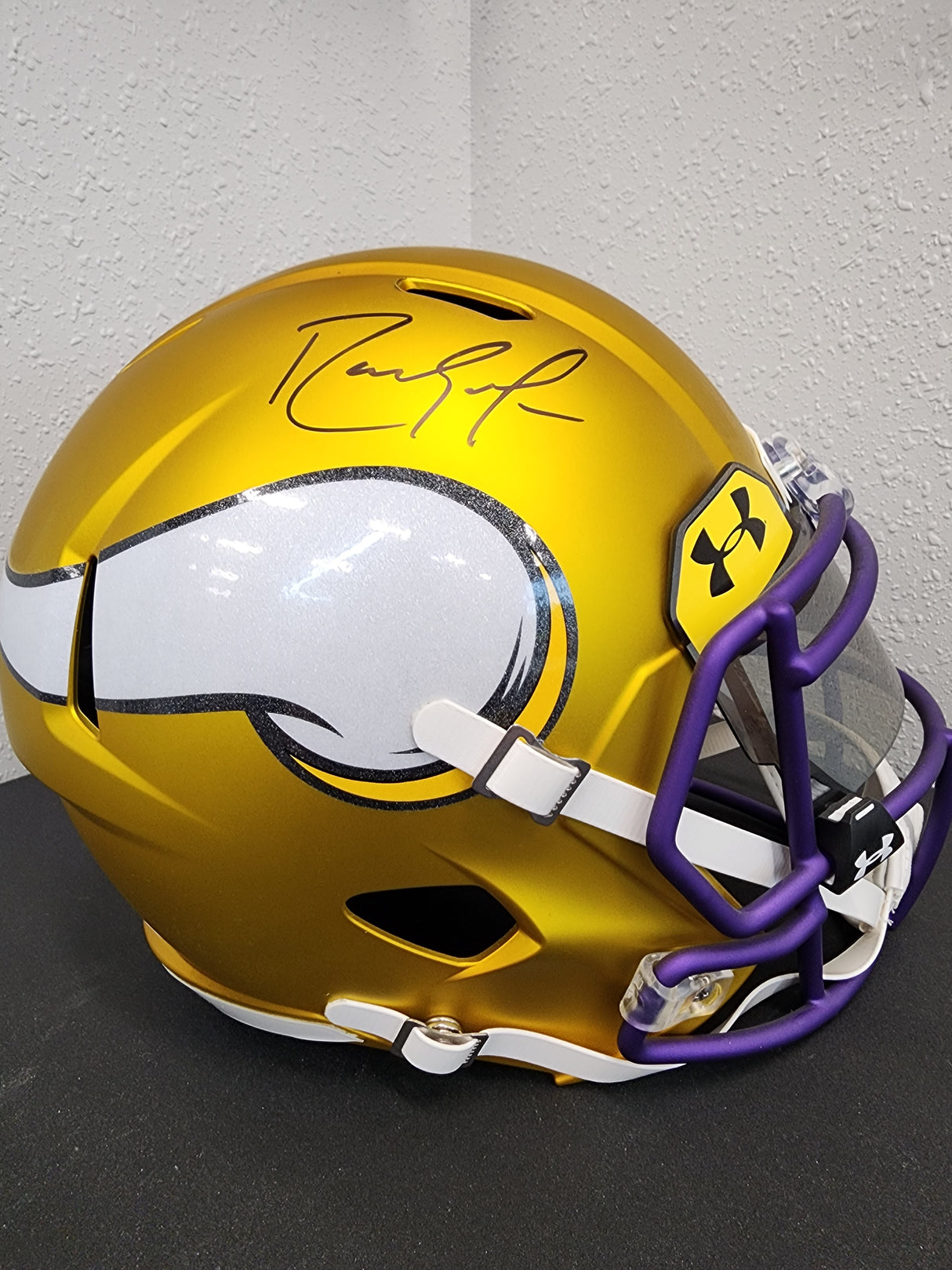 Randy Moss Autographed Vikings Blaze Full Size Helmet