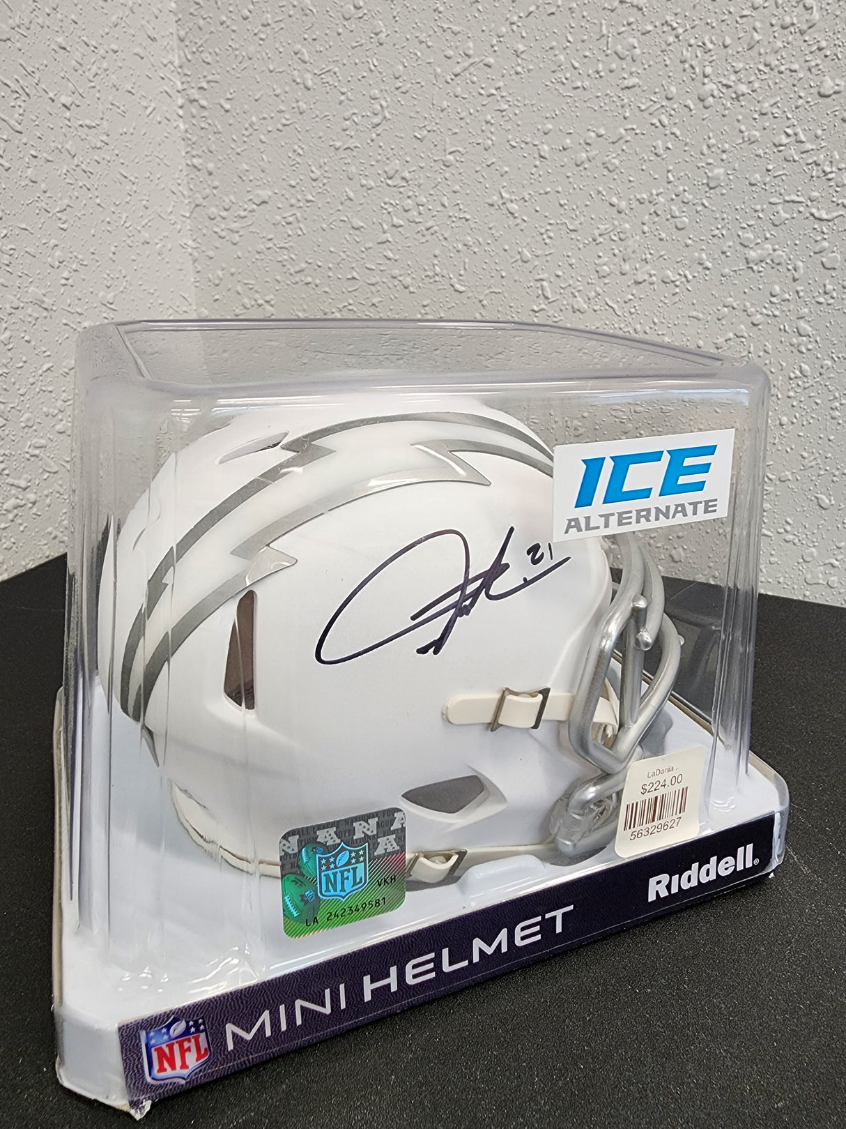 LaDanian Tomlinson Autographed Mini Helmet Chargers Ice