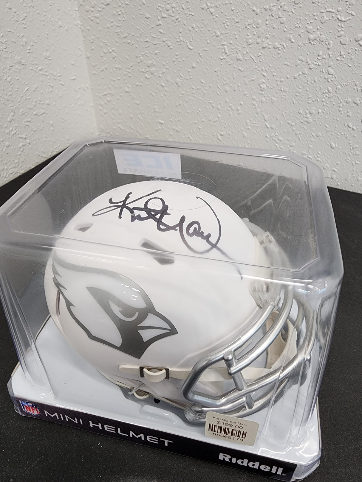 Kurt Warner Autographed Mini Helmet Cardinals Ice