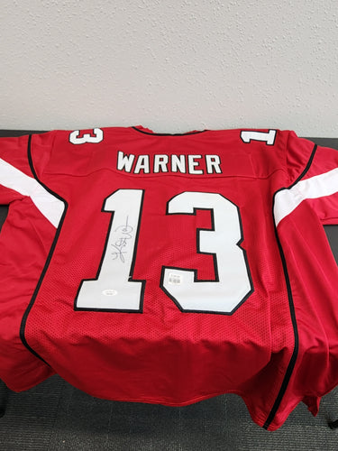 Kurt Warner framed autographed navy jersey