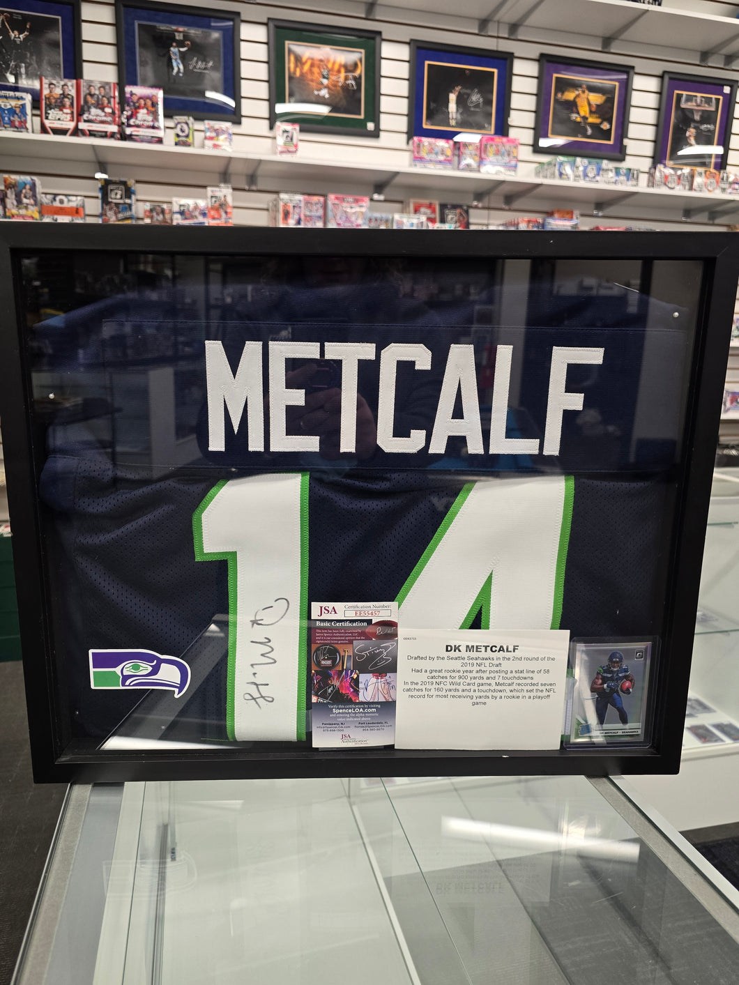 DK Metcalf Signed Seahawks Jersey in Shadow Box