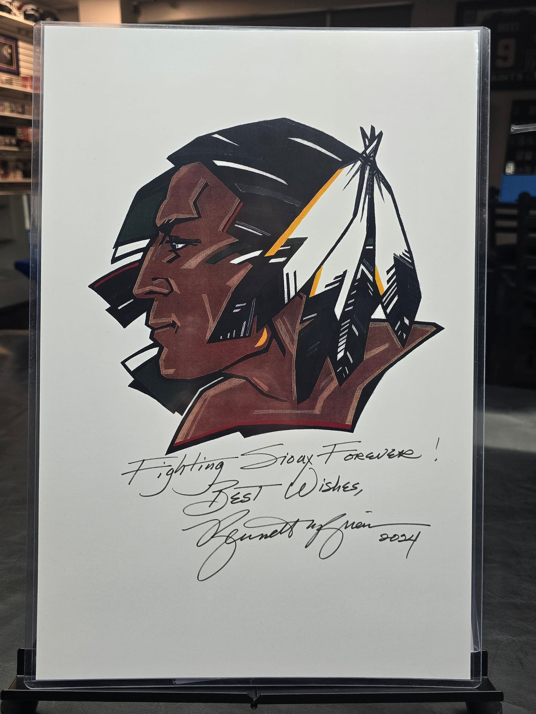 Unframed Original Fighting Sioux Logo (Hand Signed by Artist Bennett Brien)