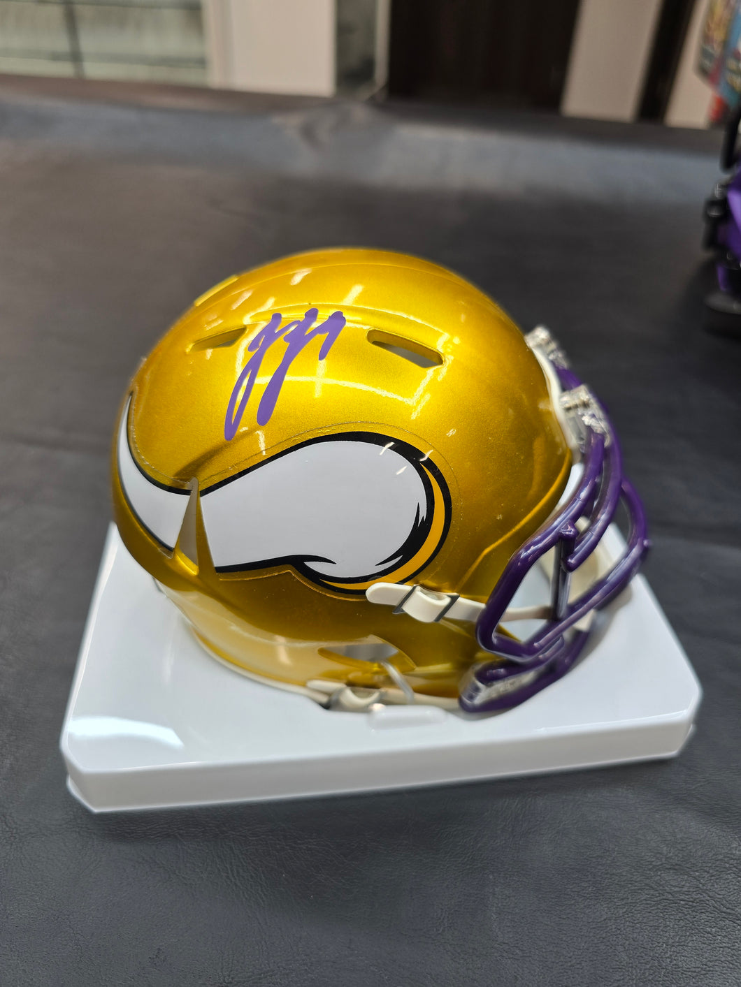 JJ McCarthy Autographed Minnesota Vikings Mini Helmet