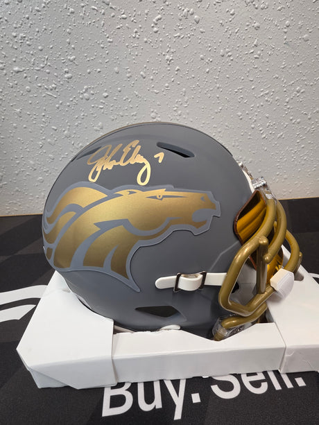 John Elway Autographed Mini Helmet