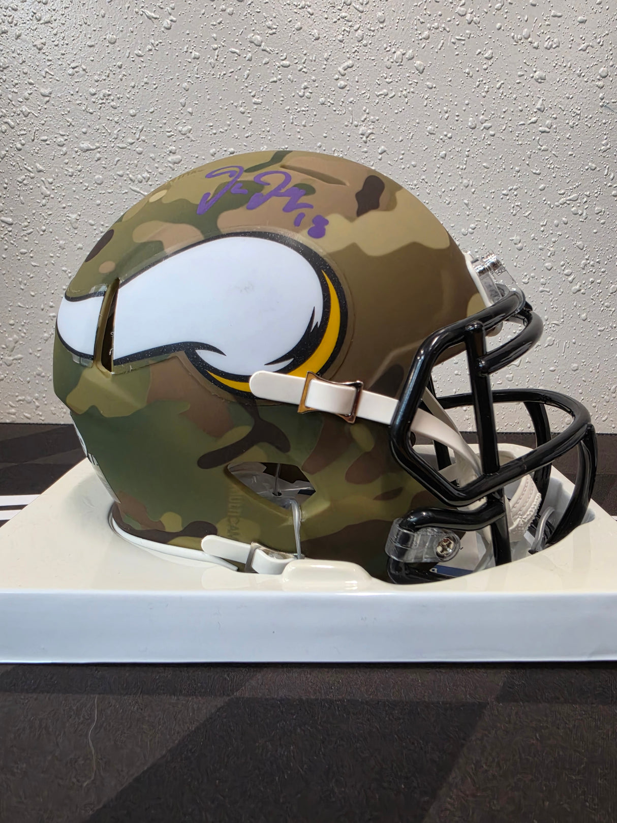Justin Jefferson Autographed Minnesota Vikings Mini Helmet Camo