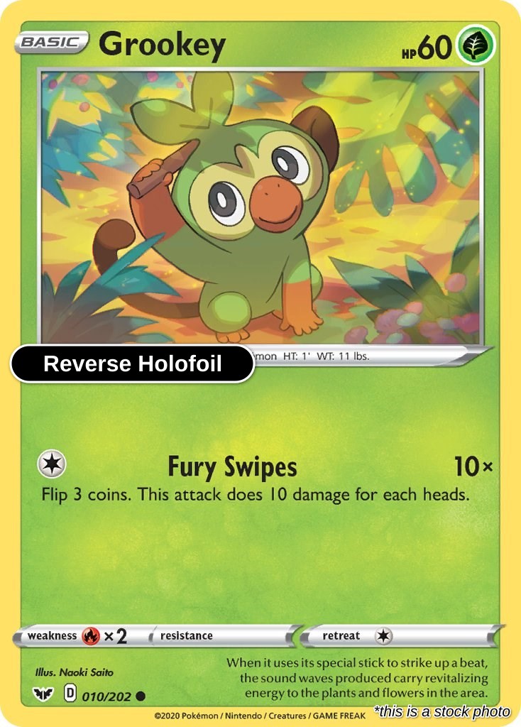 Grookey (010) - 010/202 - [SWSH01 - SWSH01: Sword & Shield Base Set] - Reverse Holofoil