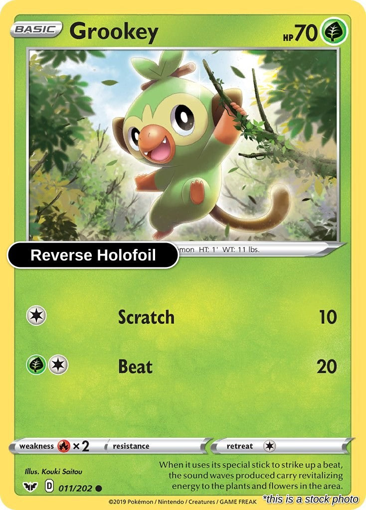 Grookey (011) - 011/202 - [SWSH01 - SWSH01: Sword & Shield Base Set] - Reverse Holofoil