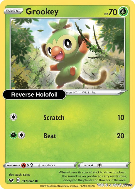 Grookey (011) - 011/202 - [SWSH01 - SWSH01: Sword & Shield Base Set] - Reverse Holofoil