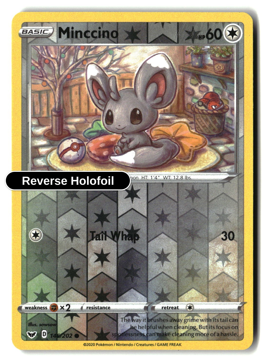 Minccino (146) - 146/202 - [SWSH01 - SWSH01: Sword & Shield Base Set] - Reverse Holofoil