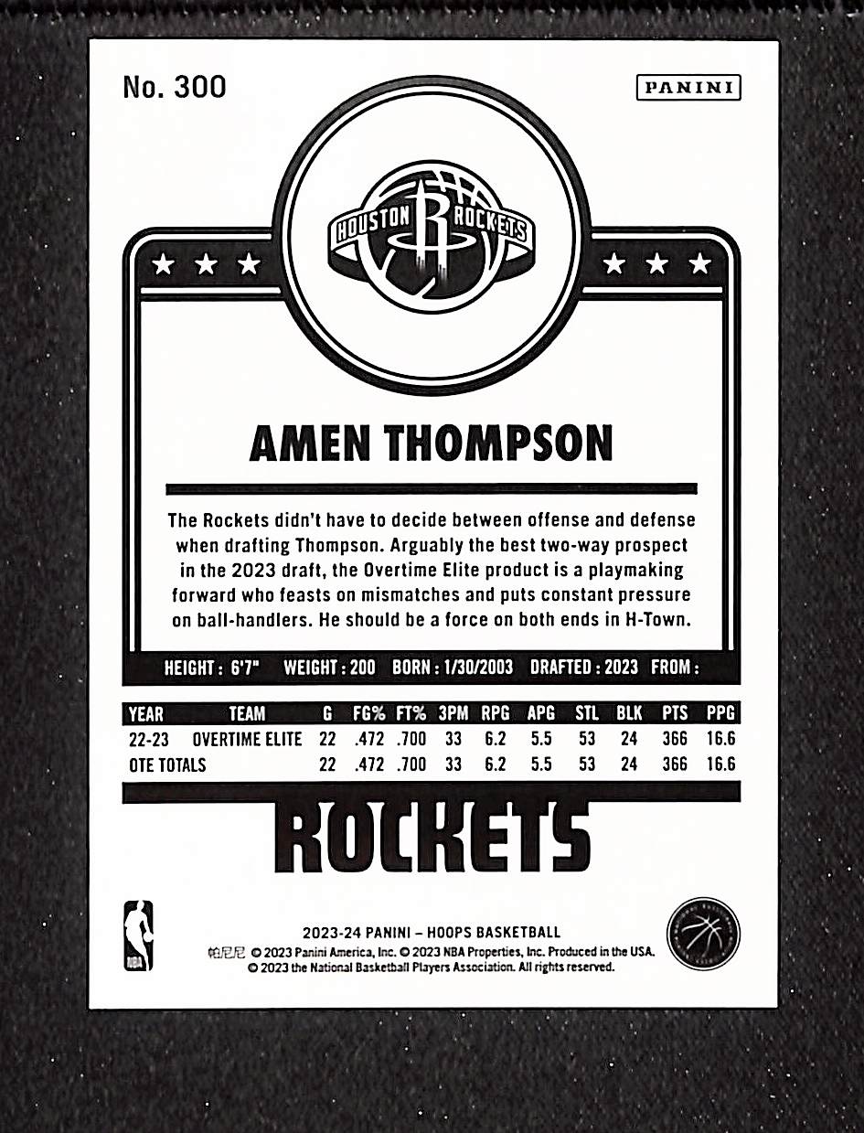 Amen Thompson 2023-24 Hoops Green #300 /99 – The Sports Shaq