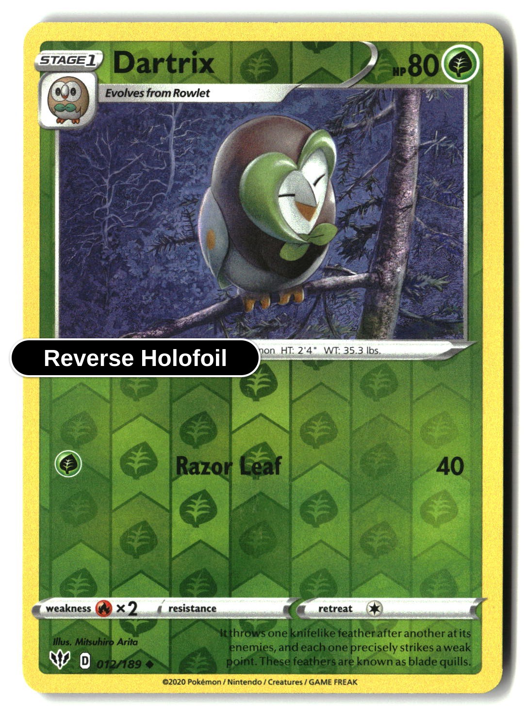Dartrix - 012/189 - [SWSH03 - SWSH03: Darkness Ablaze] - Reverse Holofoil