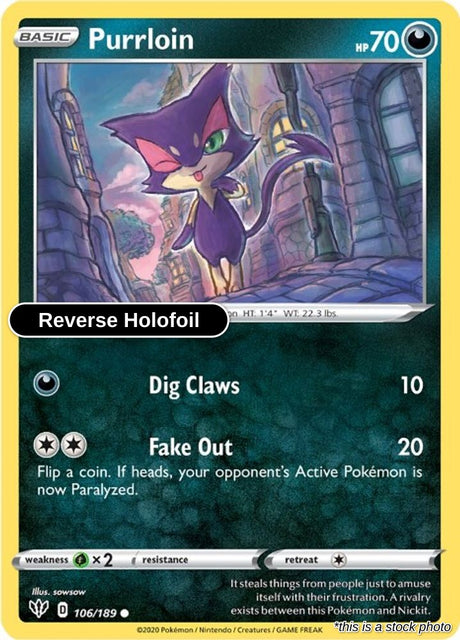 Purrloin - 106/189 - [SWSH03 - SWSH03: Darkness Ablaze] - Reverse Holofoil