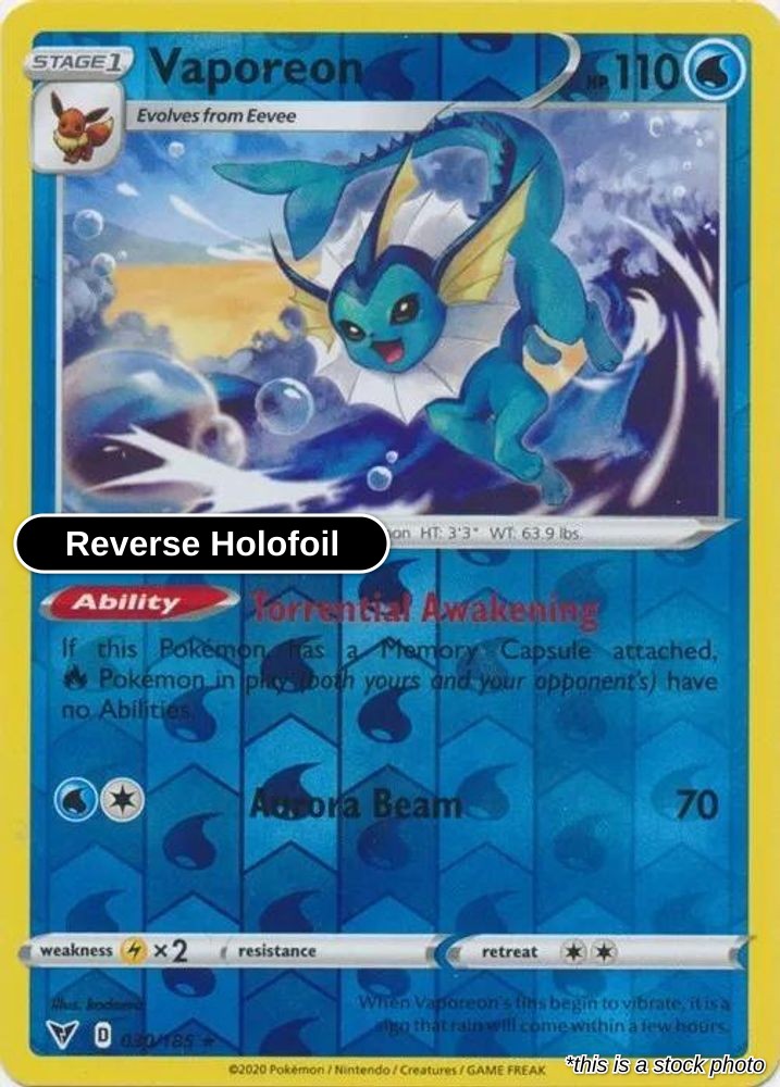 Vaporeon - 030/185 - [SWSH04 - SWSH04: Vivid Voltage] - Reverse Holofoil