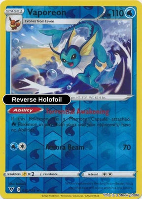 Vaporeon - 030/185 - [SWSH04 - SWSH04: Vivid Voltage] - Reverse Holofoil