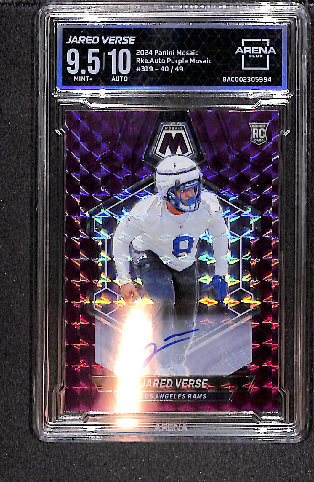 Jared Verse 2024 Mosaic Rookie Autographs Mosaic Purple #319 /49 Arena Club 9.5