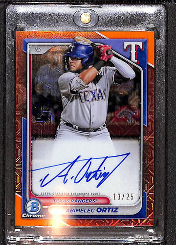 Abimelec Ortiz 2024 Bowman Chrome Prospects Autographs Orange Mojo #BMA-AO /25