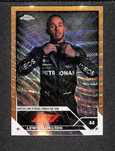 Load image into Gallery viewer, Lewis Hamilton 2023 Topps Chrome Formula 1 Gold Wave Refractor #22 /50
