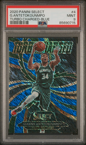 G.Antetokounmpo 2020 Panini Select Turbo Charged-Blue #4 PSA 9