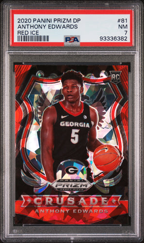 Anthony Edwards 2020 Panini Prizm Draft Picks Red Ice #81 PSA 7