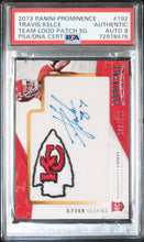 Load image into Gallery viewer, Travis Kelce 2013 Panini Prominence Rookie Team Logo Patch Signatures #192 PSA 8
