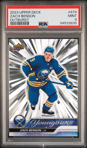Zach Benson 2023-24 Upper Deck Outburst Silver #474 PSA 9
