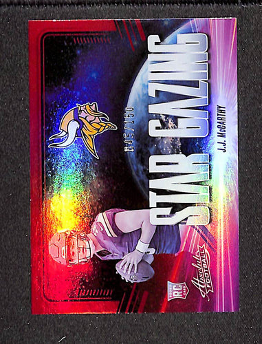 J.J. McCarthy 2024 Panini Absolute Star Gazing Red Spectrum #SG-JMY /150