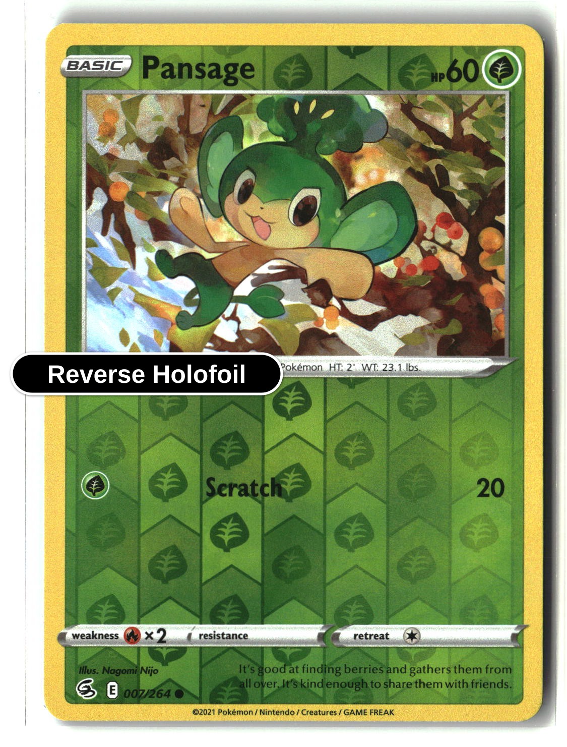 Pansage - 007/264 - [SWSH08 - SWSH08: Fusion Strike] - Reverse Holofoil
