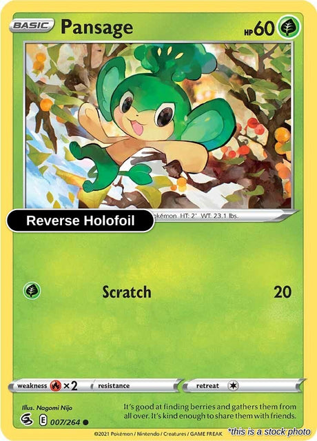Pansage - 007/264 - [SWSH08 - SWSH08: Fusion Strike] - Reverse Holofoil