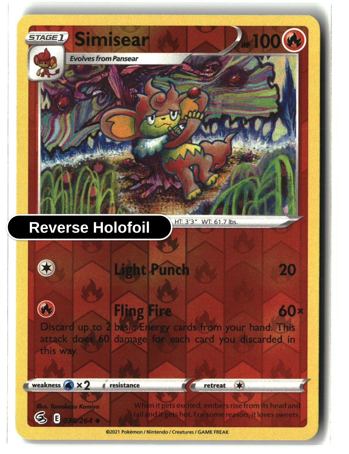 Simisear - 038/264 - [SWSH08 - SWSH08: Fusion Strike] - Reverse Holofoil