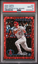 Load image into Gallery viewer, Mike Trout 2024 Topps Red Crackle Foil Board #27 /199 PSA 10
