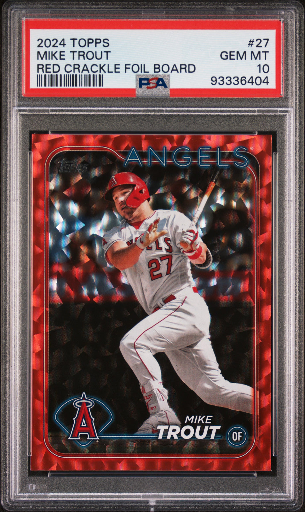 Mike Trout 2024 Topps Red Crackle Foil Board #27 /199 PSA 10