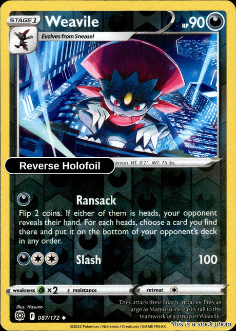 Weavile - 087/172 - [SWSH09 - SWSH09: Brilliant Stars] - Reverse Holofoil