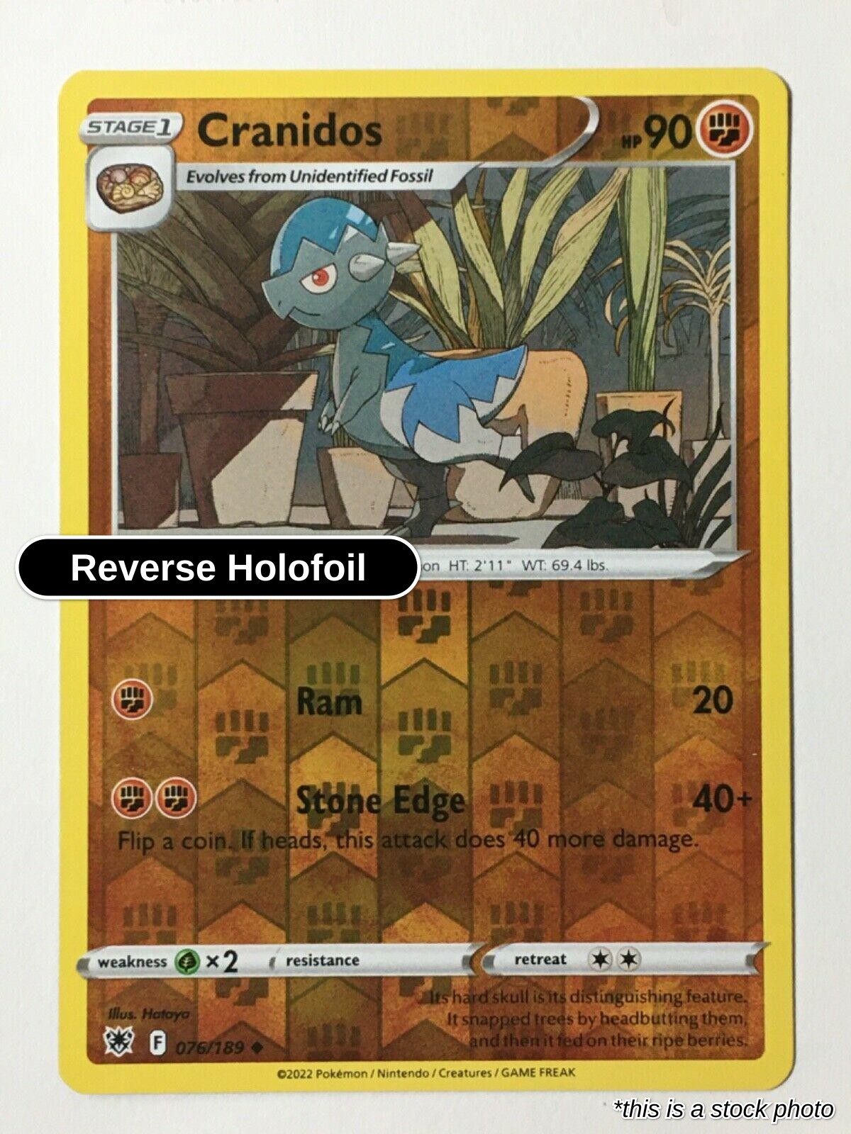 Cranidos - 076/189 - [SWSH10 - SWSH10: Astral Radiance] - Reverse Holofoil