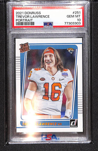 Trevor Lawrence 2021 Donruss Rated Rookies Portrait #251 PSA 10