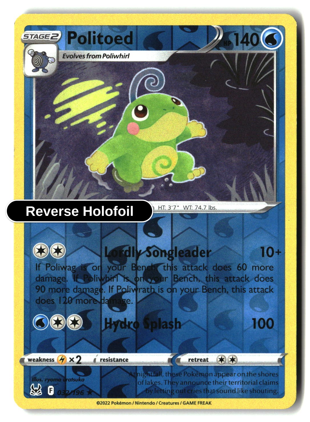 Politoed - 032/196 - [SWSH11 - SWSH11: Lost Origin] - Reverse Holofoil