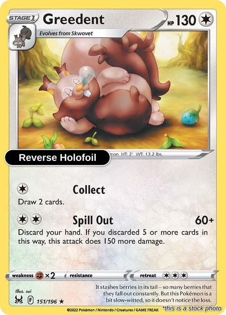 Greedent - 151/196 - [SWSH11 - SWSH11: Lost Origin] - Reverse Holofoil
