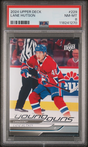 Lane Hutson 2024-25 Upper Deck #229 PSA 8