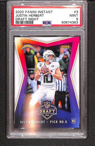 Justin Herbert 2020 Panini Instant Draft Night Draft Night #3 PSA 9