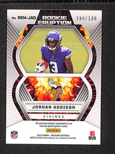 Load image into Gallery viewer, Jordan Addison 2023 Panini Obsidian Rookie Eruption Materials #REM-JAD #/199
