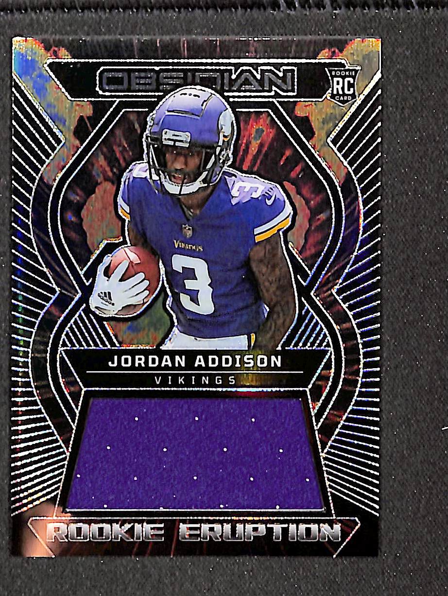 Jordan Addison 2023 Panini Obsidian Rookie Eruption Materials #REM-JAD #/199