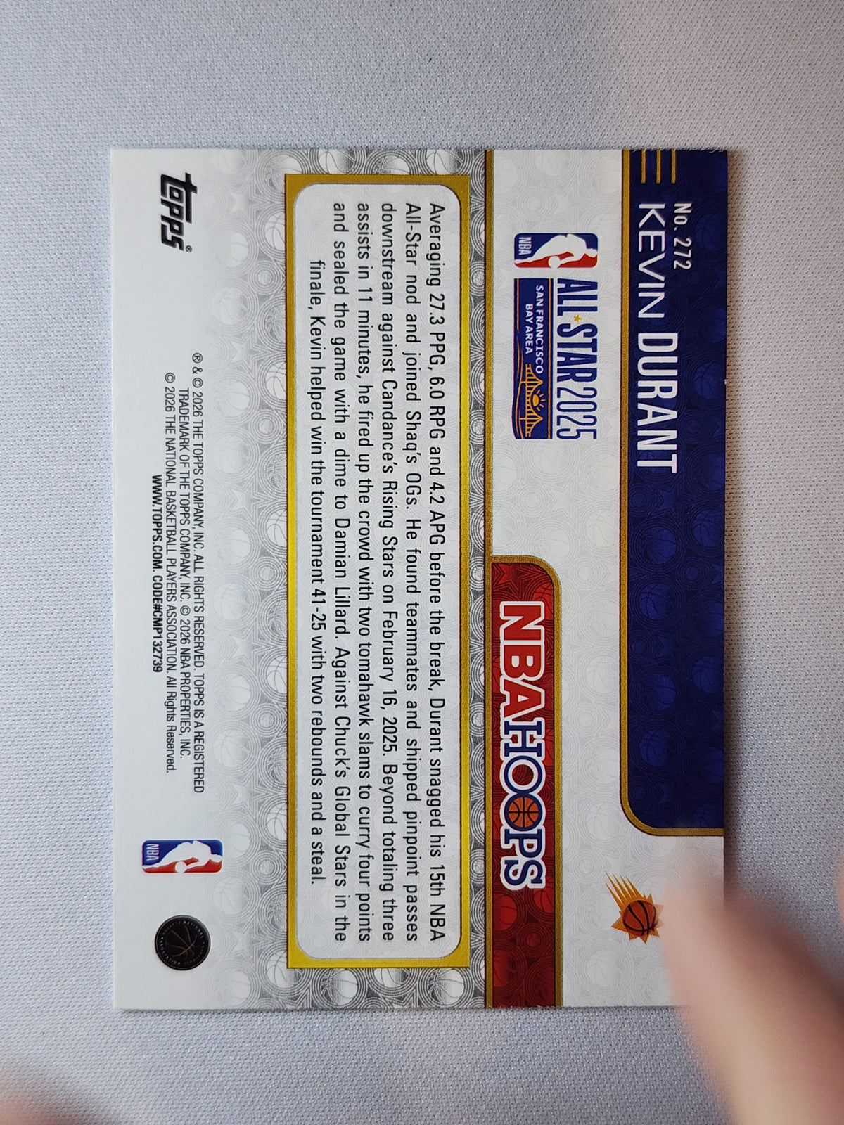 Kevin Durant 2025-26 Hoops Pixel Burst Blue #272 015/149
