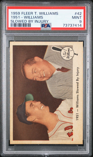 1951-Williams 1959 Fleer Ted Williams Slowed By Injury #42 PSA 9