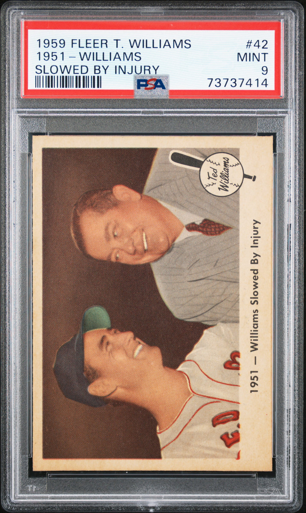 1951-Williams 1959 Fleer Ted Williams Slowed By Injury #42 PSA 9