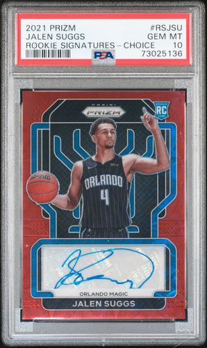 Jalen Suggs 2021 Panini Prizm Rookie Signatures Rookie Signatures-Choice #RSJSU PSA 10