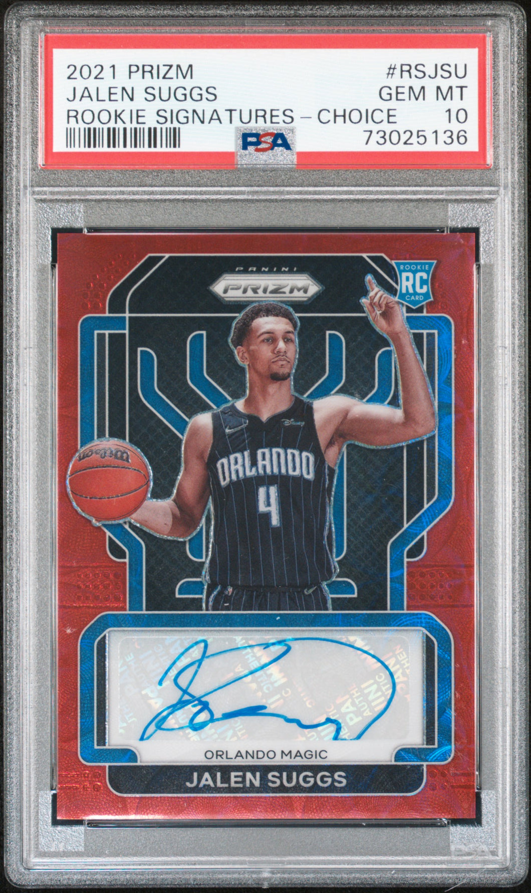 Jalen Suggs 2021 Panini Prizm Rookie Signatures Rookie Signatures-Choice #RSJSU PSA 10