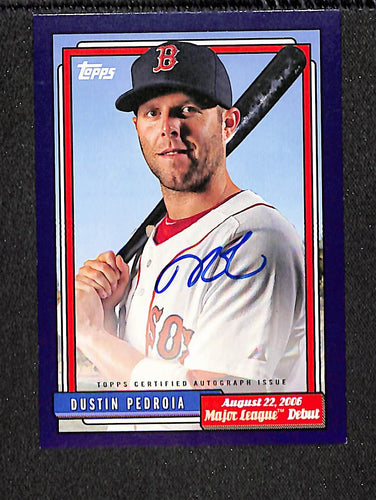 Dustin Pedroia 2022 Topps Archives 1992 MLB Debut Auto Purple #72DB-DP #/150