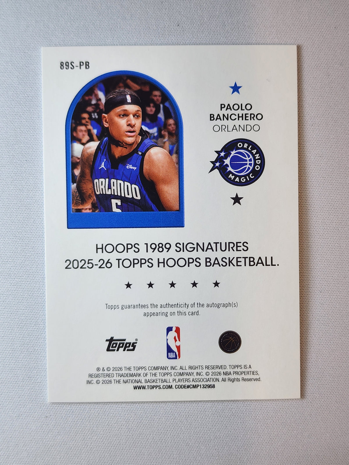 Paolo Banchero 2025-26 Hoops 1989 Hoops Signatures #89S-PB