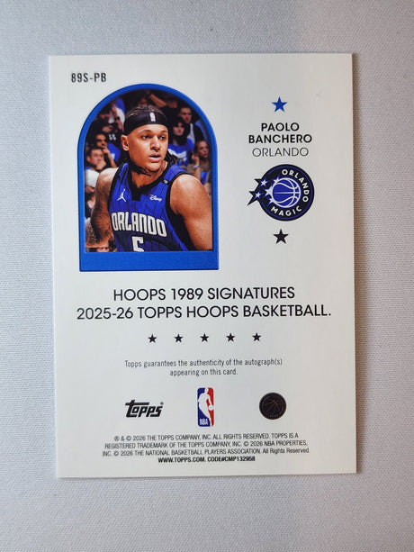 Paolo Banchero 2025-26 Hoops 1989 Hoops Signatures #89S-PB